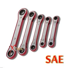 5PC STANDARD BOX CLOSED END GEAR RATCHET RATCHETING WRENCH TOOL SET SAE SIZE