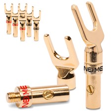 8x NEXMEX High End Kabelschuhe Hifi 24k vergoldet Gabelschuhe für Kabel bis 6mm²