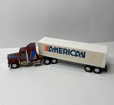 KENWORTH AERODYNE Red White Semi Truck Cab And Trailer Tootsie Toy Made in USA