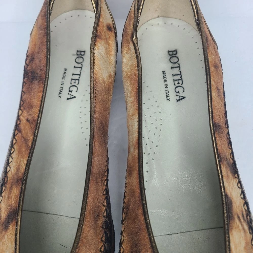 Ballerine Bottega Veneta bicolore dettaglio punto bronzo marrone taglia 43 5