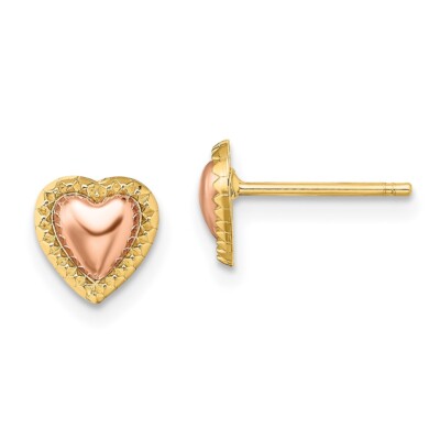 14 Karat bicolor Gold Perlen Herz Ohrstecker perfektes Geschenk für sie