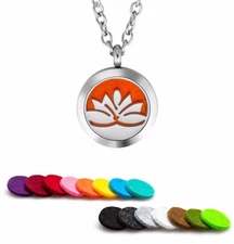 Essential Oil Diffuser Necklace Pendant Stainless Steel Aromatherapy Lotus