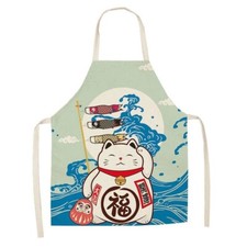 Cute cartoon Japanese lucky cat apron for men and women kitchen cooking baking s