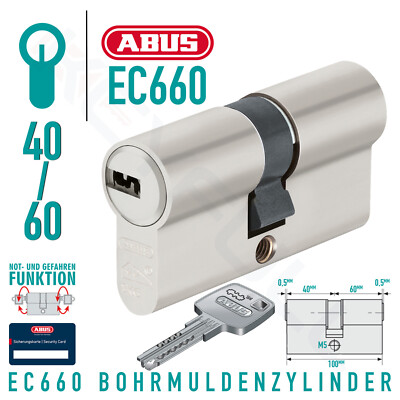 ABUS EC660 40/60 Türzylinder Schließzylinder Doppelzylinder   Sicherheitskarte
