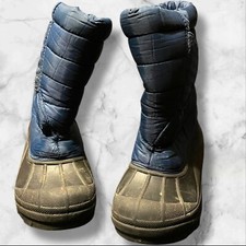 Girls Size 1 Blue Snow Boots With Quilted Upper Insulated Lining Pull On