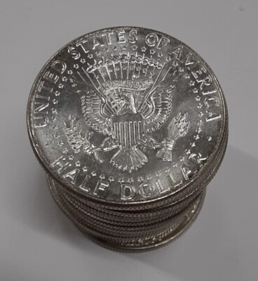 1964 Roll of Kennedy Half Dollars 90% Silver - 20 BU Coins In