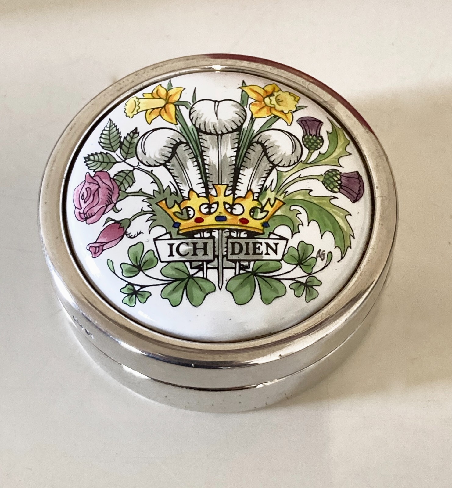 St James's House Company solid silver enamel box Prince of Wales Diana