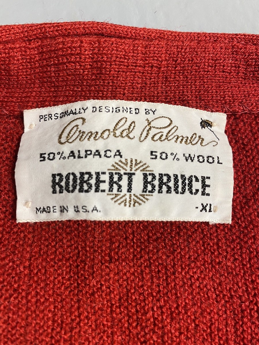 VTG 60s Robert Bruce Arnold Palmer Cardigan Sweater Alpaca