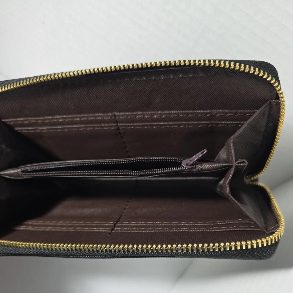 ElimPaul Wallet Womens Zip Around Clutch Faux Leather Black - Image 4 of 4