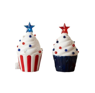 #ad #ad ❤️🤍💙NWT Light Up Ceramic Americana Cupcake Set $18.75