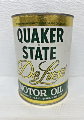 Vintage NOS Quaker State FULL De Luxe SAE 10W-40HD Motor Oil Can 1 Qt UNOPENED