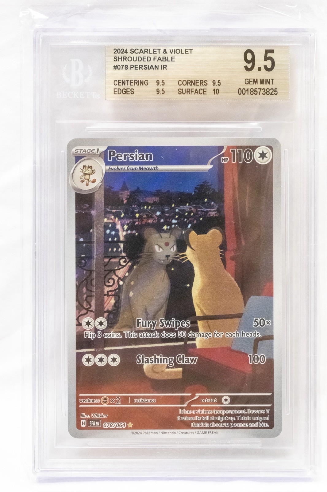 BGS 9.5 - Pokémon TCG | Shrouded Fable | Persian 078/064 Illustration Rare