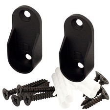 2 Pack Oval Closet Rod End Supports 15x30mm Screw-on Type Matte Black Finish