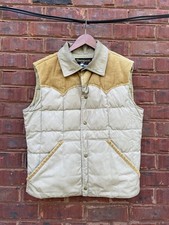True vtg 1970s Tempco goose Down Insulated Corduroy Western Puffer Vest Large