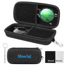 MhwwAid Double Glasses Case with Clip, Hard Shell and Zipper One Size, Black