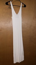 White Ribbed Sleeveless V Neck Midi Dress Size Medium Super Stretchy
