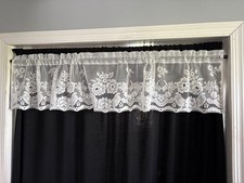 White Floral Lace Valance Curtain 11" L x 58" W