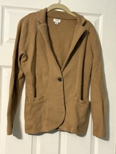 J. Crew Womens Tan One Button Two Pocket Schoolboy Preppy Sweater Blazer Size XS