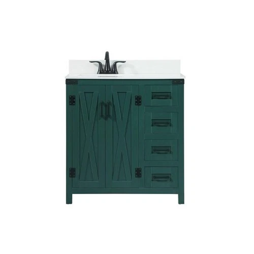 Elegant Decor Grant 32" MDF Single Bathroom Vanity with Backsplash in Green - Picture 3 of 8
