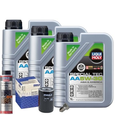Motoröl 5W30 LIQUI MOLY 3L+MAHLE Ölfilter+Ölschlammspülung+Ölablassschraube