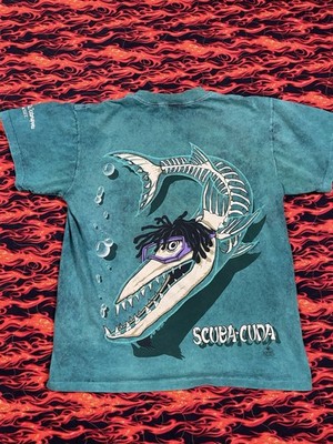 Men s Vintage 1994 Fish Bonz  Scuba Cuda  Bubble Text Fantasy Tees Shirt Large 