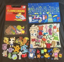 Felt Board Large Lot Of Flannel Animals People Mouse Dora  More With 3 Boards