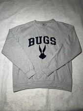 Looney Tunes Six Flags Bugs Bunny Embroidered Graphic Gray Sweatshirt Size XL
