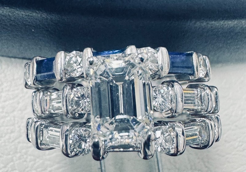Emerald Cut Bridal Ring Set Size 8 Women's