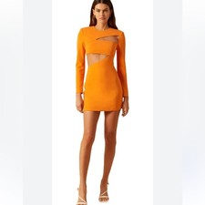 NWT Misha Collection Ivanna Bonded Crepe Mini Dress in Nectarine Sz 2