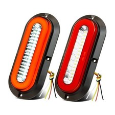 2Pcs 6" Inch Oval 52 LEDs Halo Combination White/Red Trailer lights LED Stop