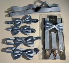 DUSTY BLUE Suspender and Bow Tie Set Tuxedo Wedding Formal Adult Suspenders Lot