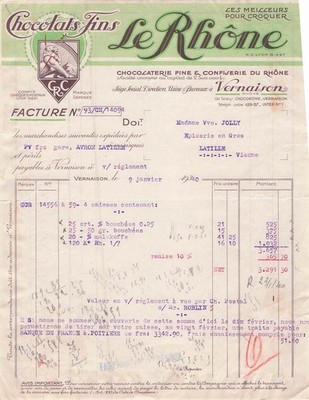 38 VIENNE chocolatier LE RHONE 1930 chocolaterie