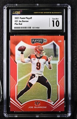 2021 Panini Playoff - Joe Burrow #31 Plus Red /25 CSG 10