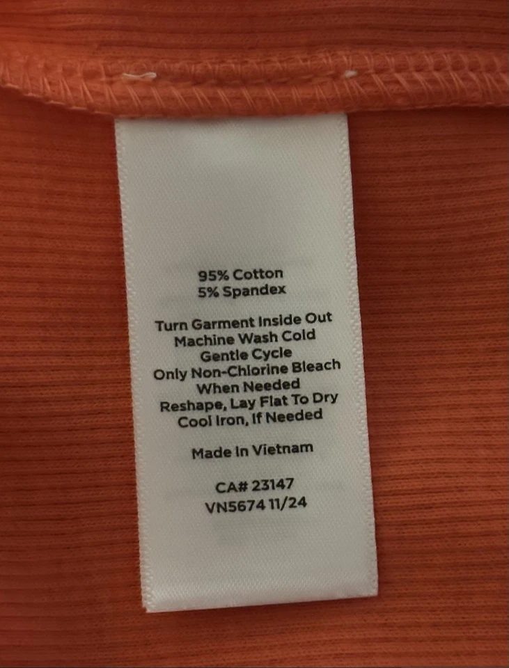 Camiseta sin mangas Talbots para mujer talla M naranja mezcla de algodón acanalada cuello redondo nueva con etiquetas Foto 4 de 4