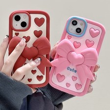 3D Bracket Bow Heart Phone Case