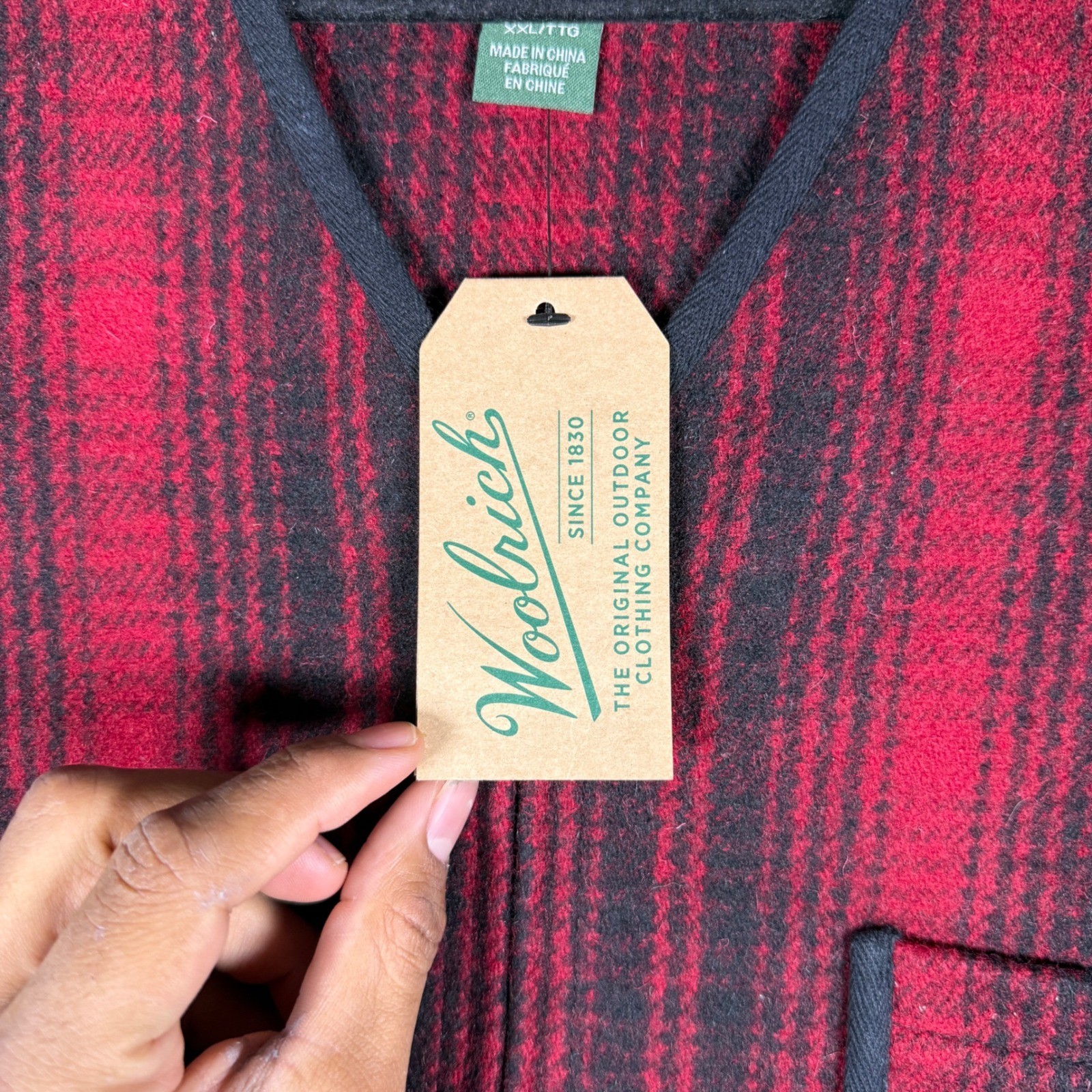Woolrich Mens Utility #12 Vest Red Black Plaid Wool Blend XXL NWT 18401 - second product detail image