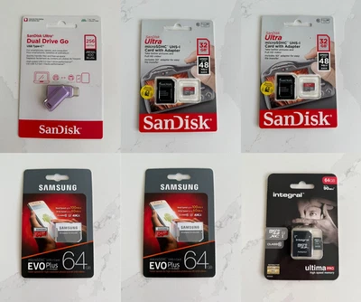 6 New SanDisk Ultra 32GB 64GB SDXC Memory Card Duel Drive 256 USB Lilac Duel Go - Image 1 of 4