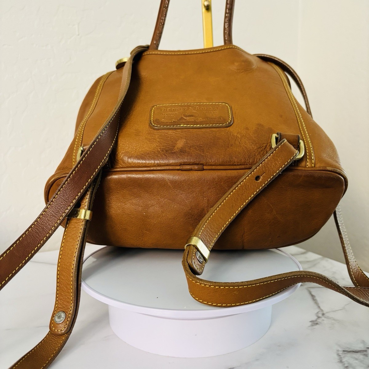 Dooney & Bourke Vintage Tan Suede Leather Backpack Buckle Closure & Adjustable S Vintage Dooney & Bourke Tan Leather Backpack It main image 3