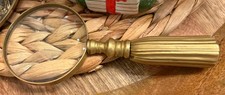 Vintage 5.5 Inch Brass Handheld Clear Magnifying Glass