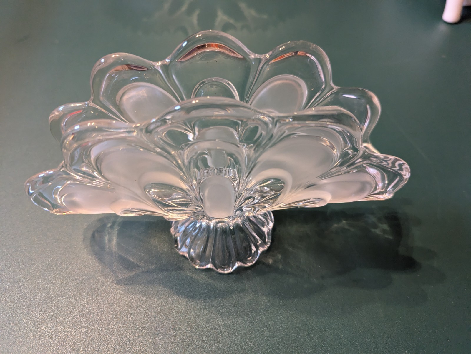 VTG CZECH REPUBLIC BOHEMIA 24% Crystal Frosted Glass Scalloped Fan Napkin Holder
