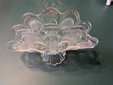 VTG CZECH REPUBLIC BOHEMIA 24% Crystal Frosted Glass Scalloped Fan Napkin Holder