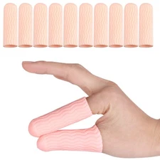 10 PCS Beige Silicone Finger Protectors Gel Sleeves for Arthritis Trigger