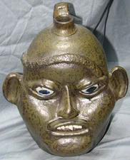 Matthew Hewell Face Jug – 1997 – Georgia Folk Pottery – Signed “John 3:16” – 11”