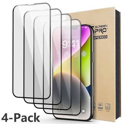 4Pack For Apple iPhone 14+ Plus Tempered Glass Screen Protector Case Friendly