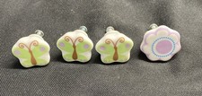 Set of 4 Ceramic Colorful Butterfly Pull Knobs Dresser Drawer Cabinet Hardware