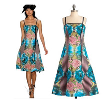 TRACY REESE Anthropologie Floral stripe print Linen dress sz 10