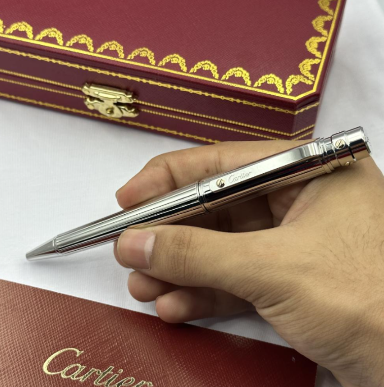 Rare Cartier Santos De Cartier Luxury Silver Trim Ballpoint Pen