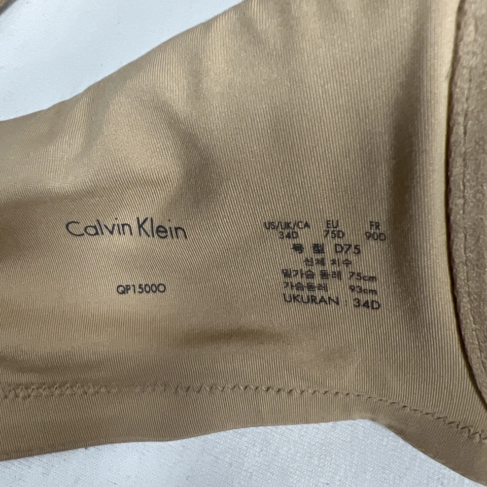 Calvin Klein Womens T Shirt Bra Beige Underwire Padded Back Closure 34D NWT - Image 4 of 4