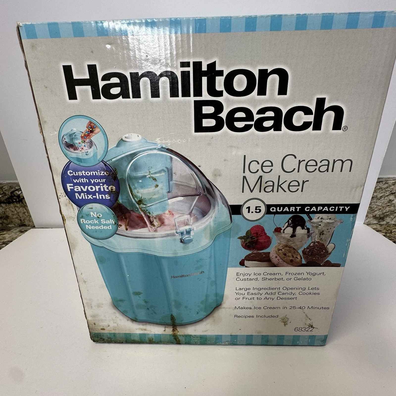 Hamilton Beach 1.5 Quart Ice Cream Maker Model 68322