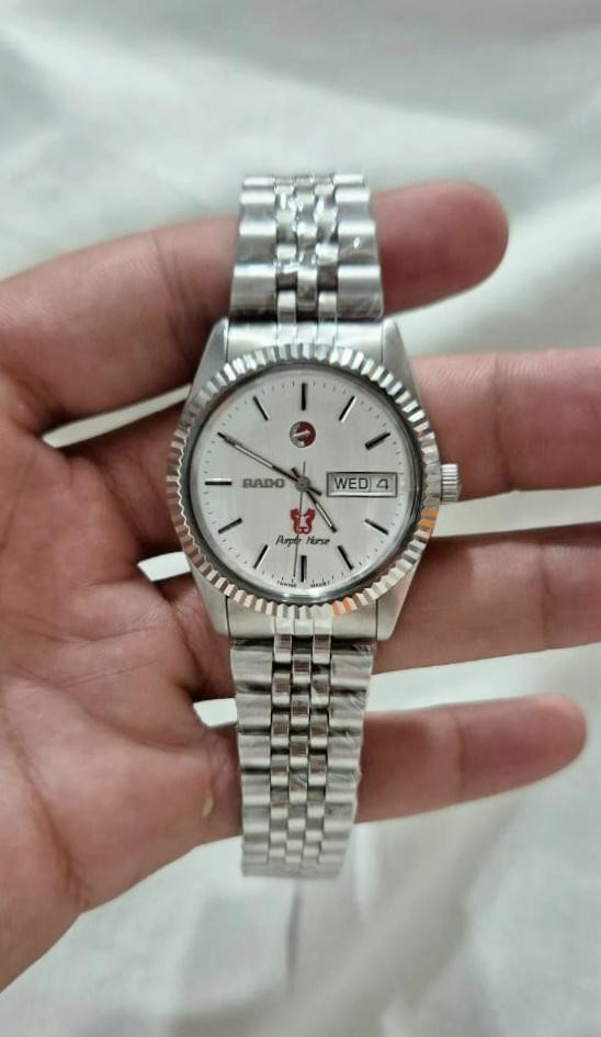 Day Automatic Date Purple White Rado Watch Horse Dial Men’s - vintagewatches.pk